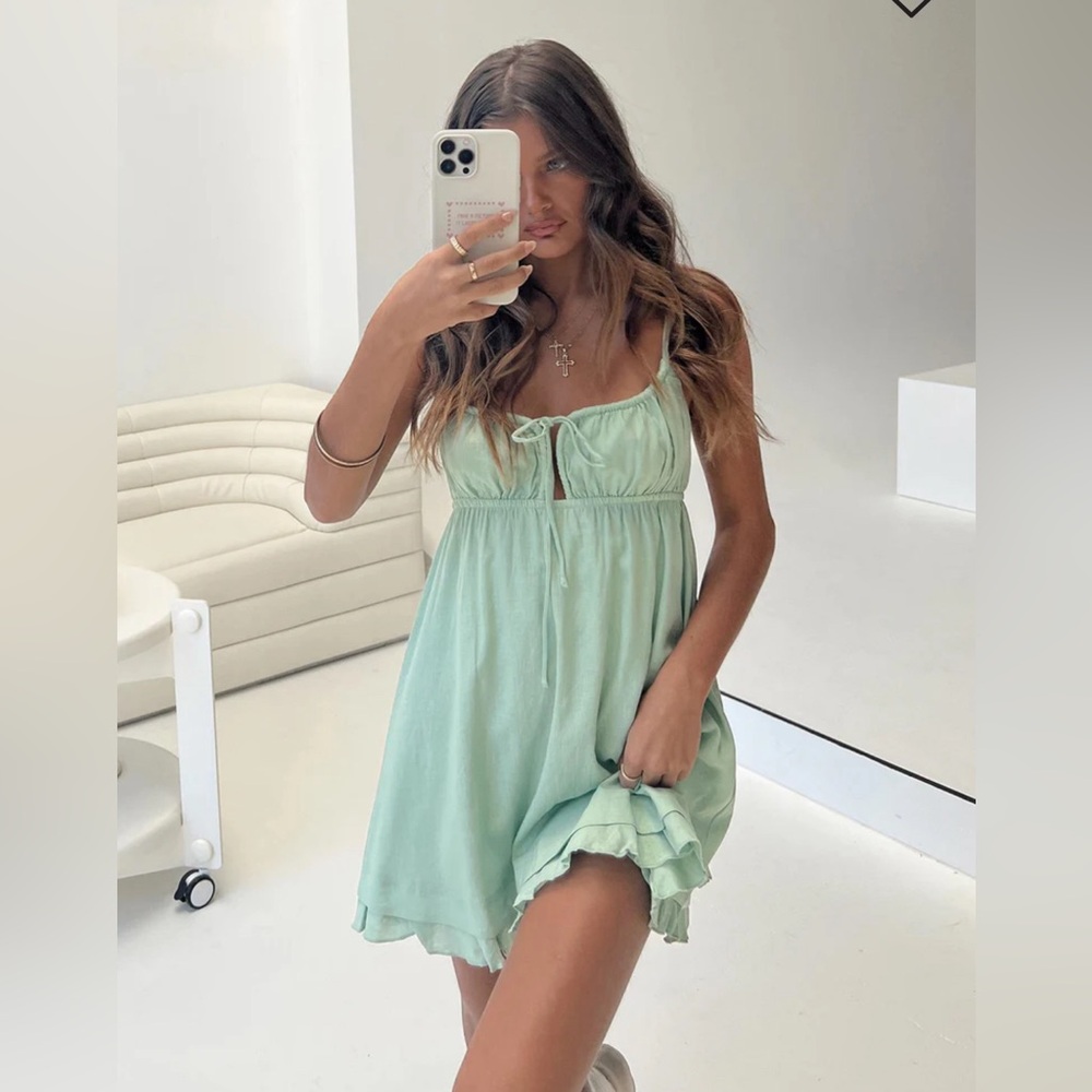 PRINCESS POLLY sage green mini dress